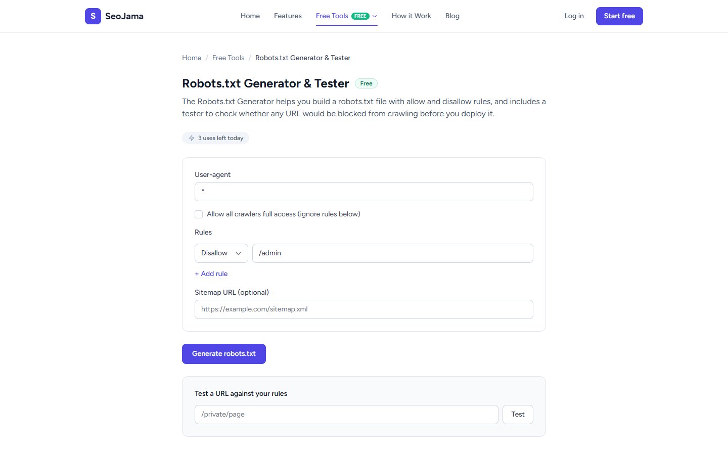 Robots.txt Generator & Tester