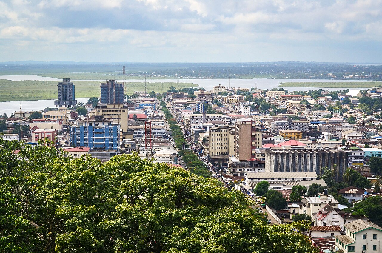 Monrovia Liberia business district skyline and commercial activity