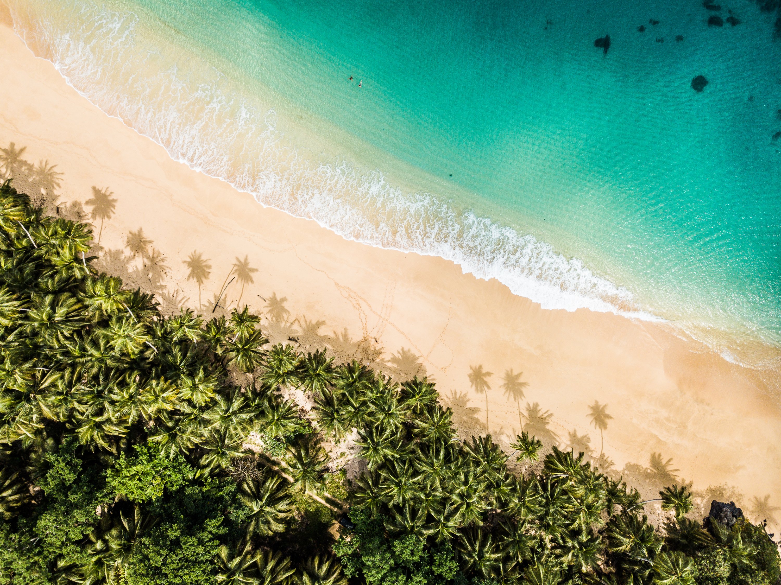 Aerial view of a tropical beach resort on the Liberian Atlantic coast
