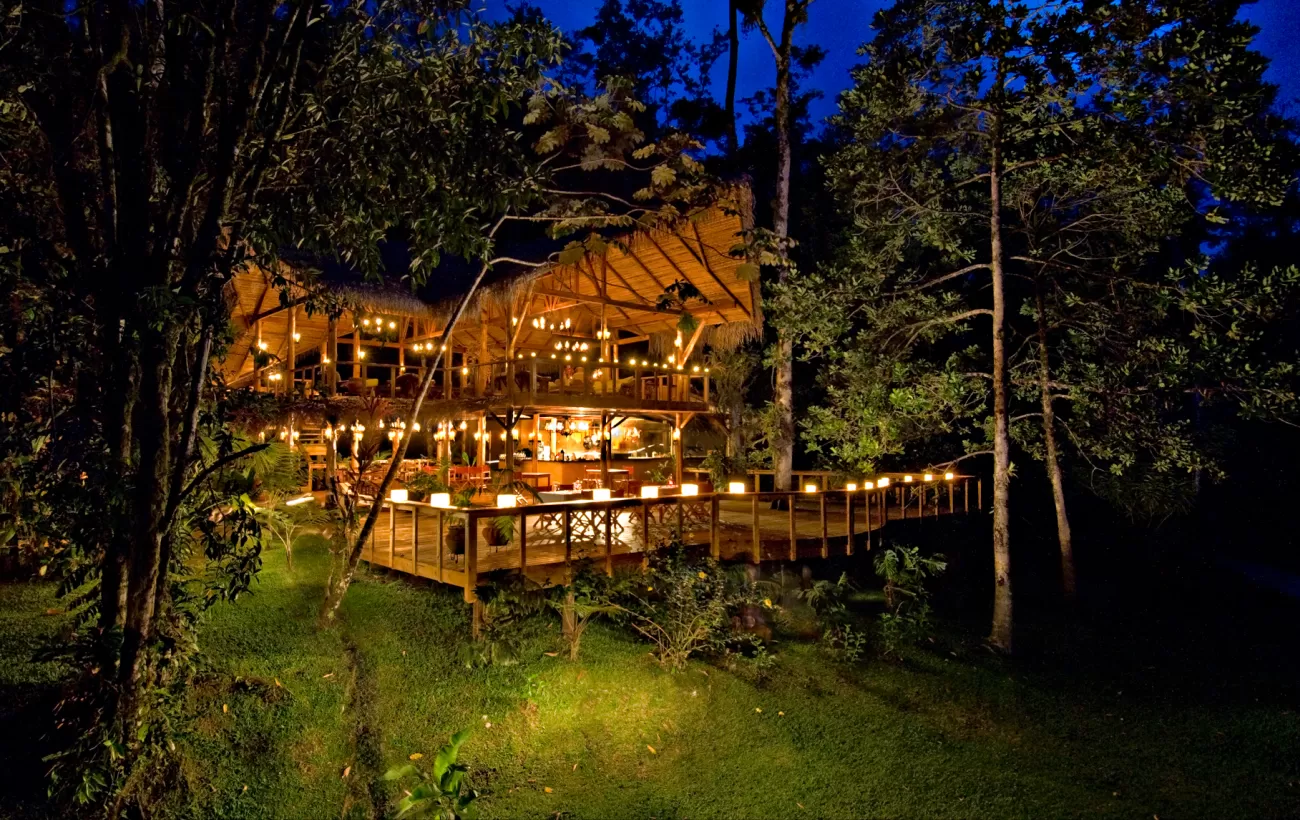 Eco-lodge in Liberian rainforest near Sapo National Park river and jungle