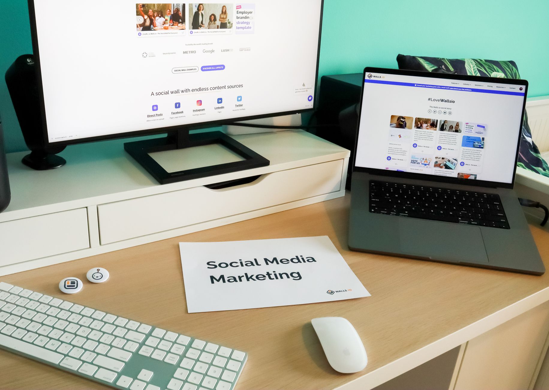AI social media management dashboard showing caption and script generators