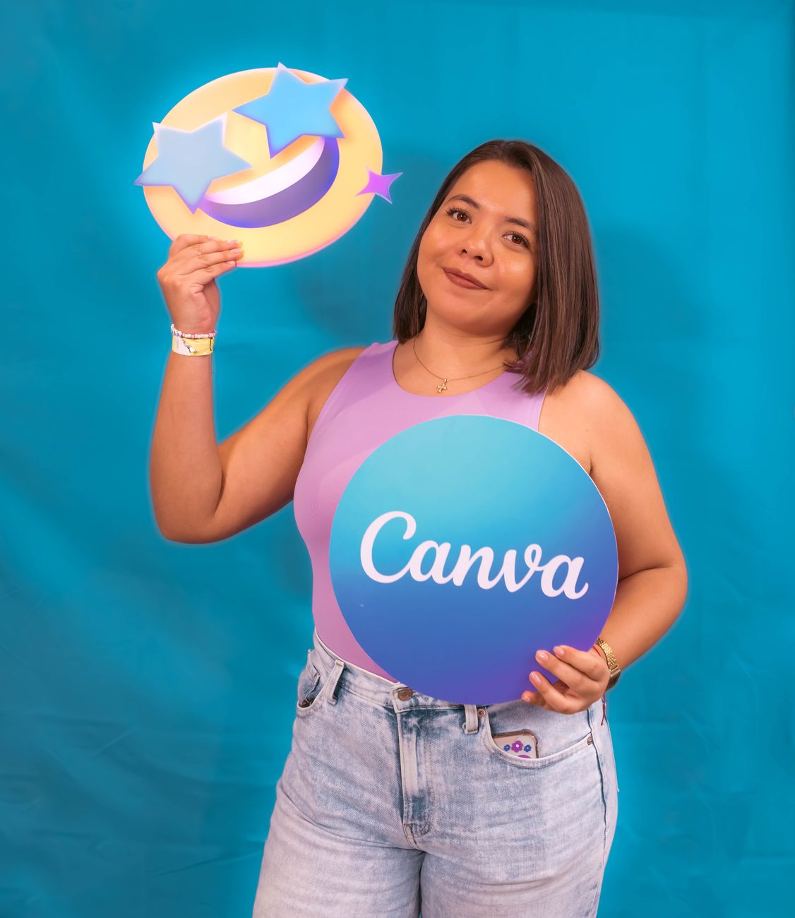 Colorful social media graphics being designed in Canva on a desktop screen