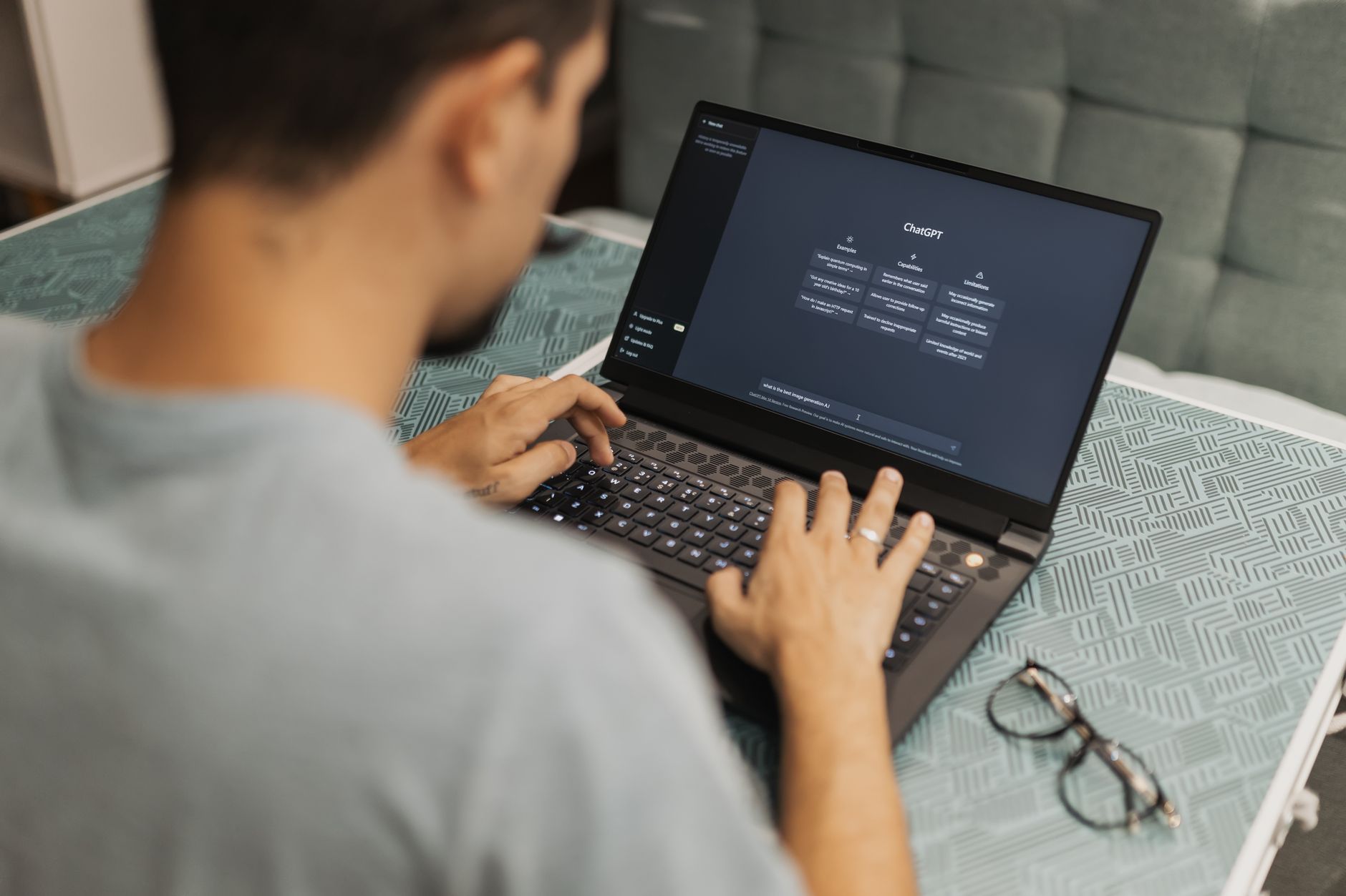 AI content generation interface showing social media captions and scripts