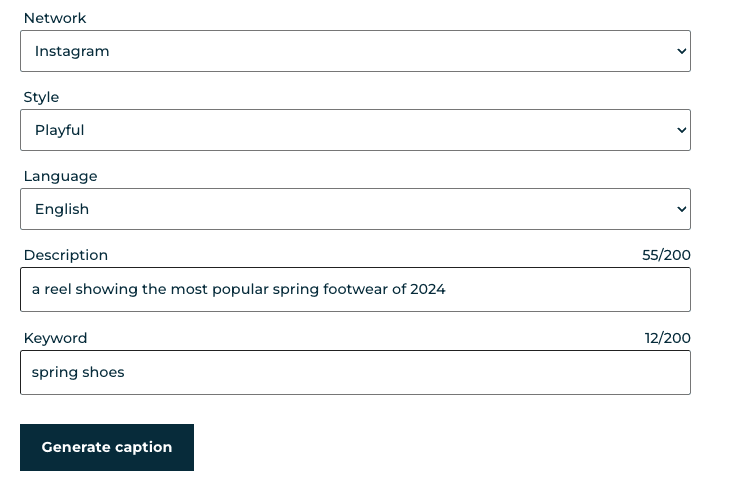 Keyword-based Instagram caption generator producing niche-specific captions