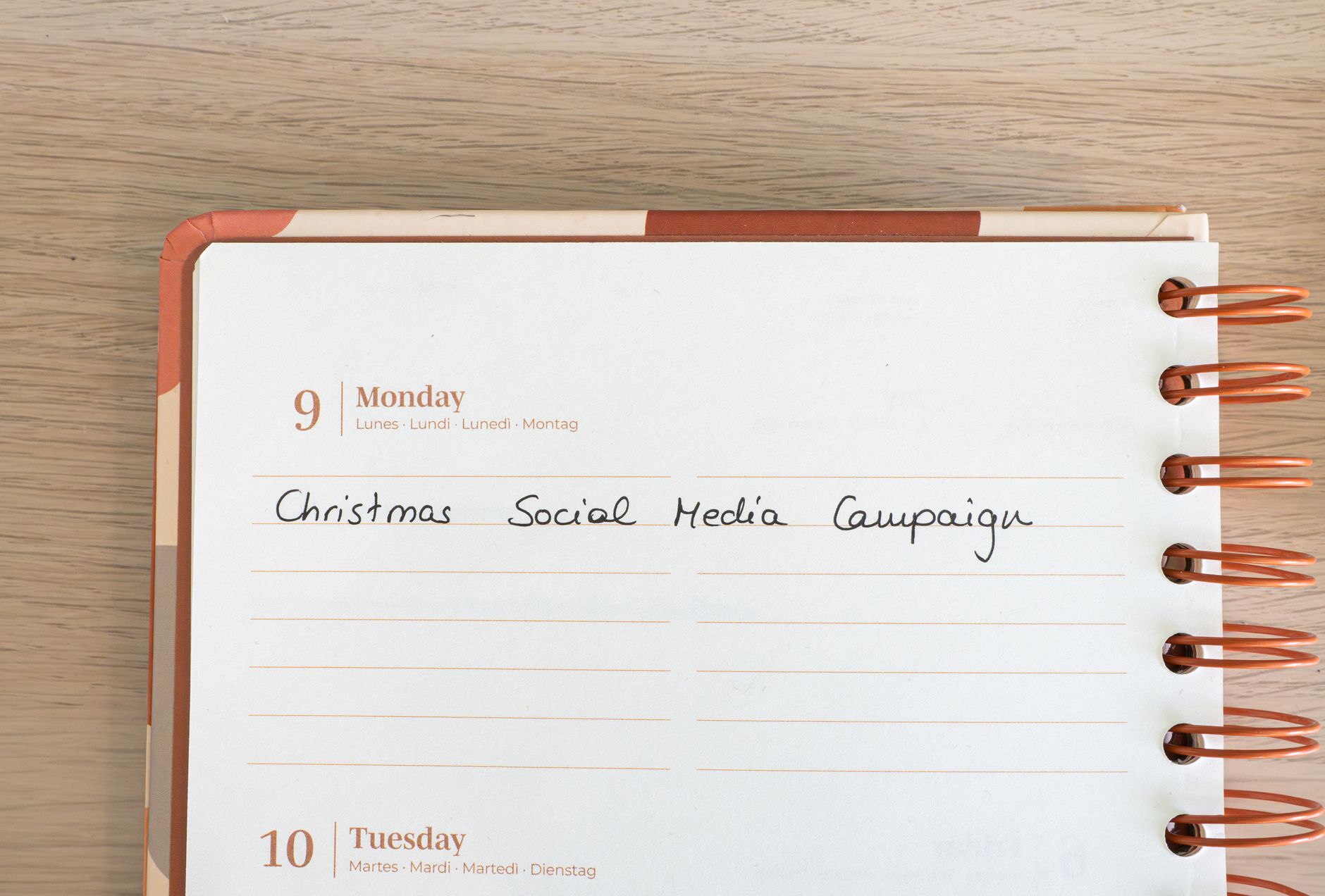 Social media content calendar with AI-generated posts scheduled across platforms