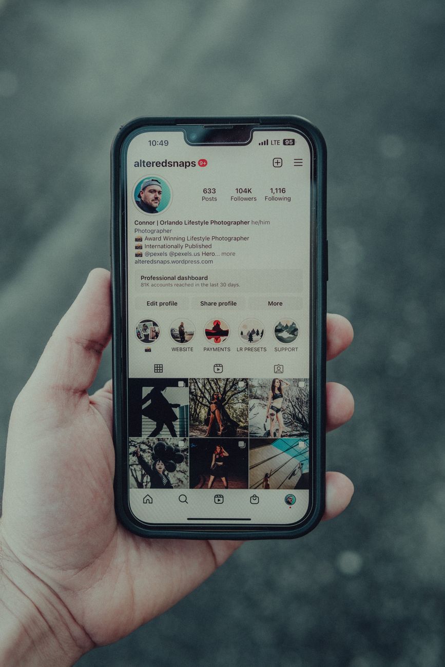 Instagram post on smartphone screen with engagement metrics visible