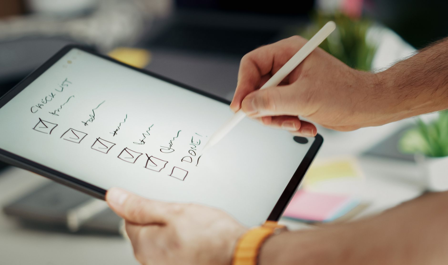 Step-by-step troubleshooting checklist on a tablet screen