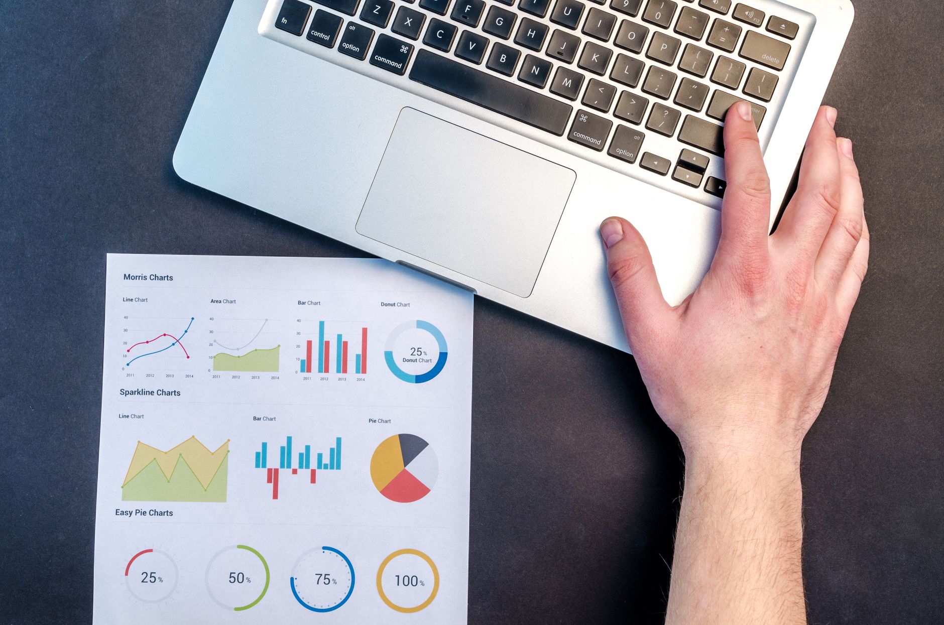 Person planning a digital marketing blog strategy on a laptop with analytics dashboard open