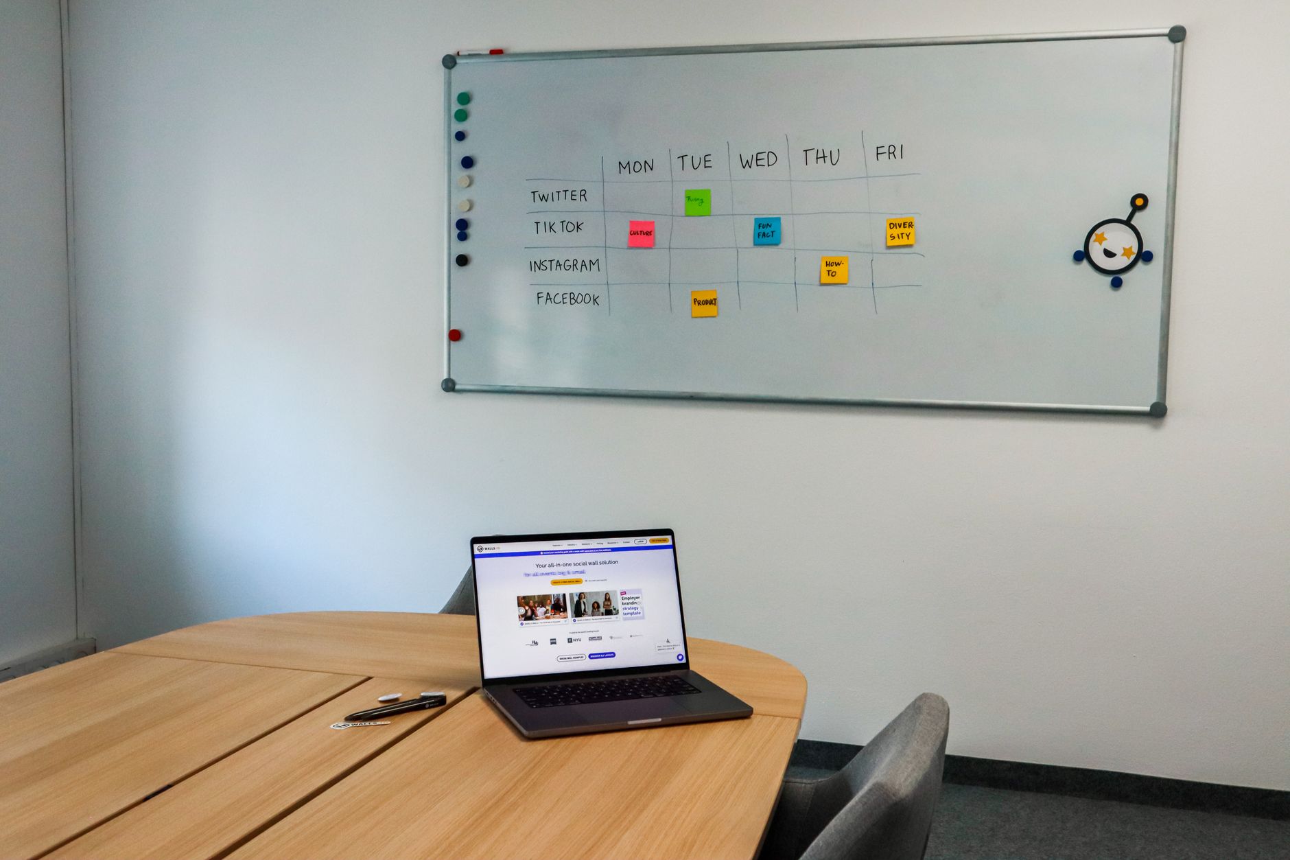 Beginner digital marketer planning a roadmap on a whiteboard