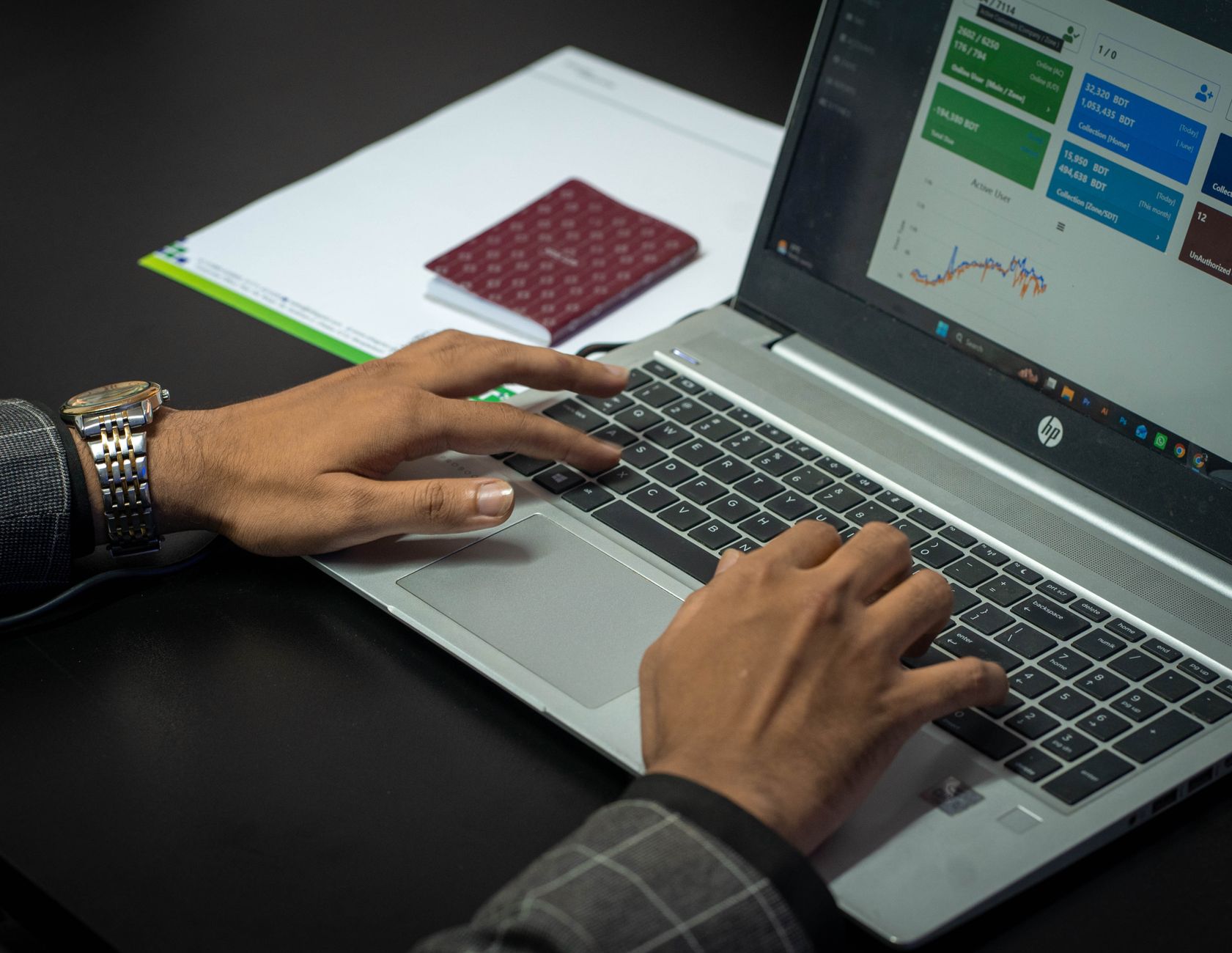 Person analyzing social media and SEO analytics on a laptop