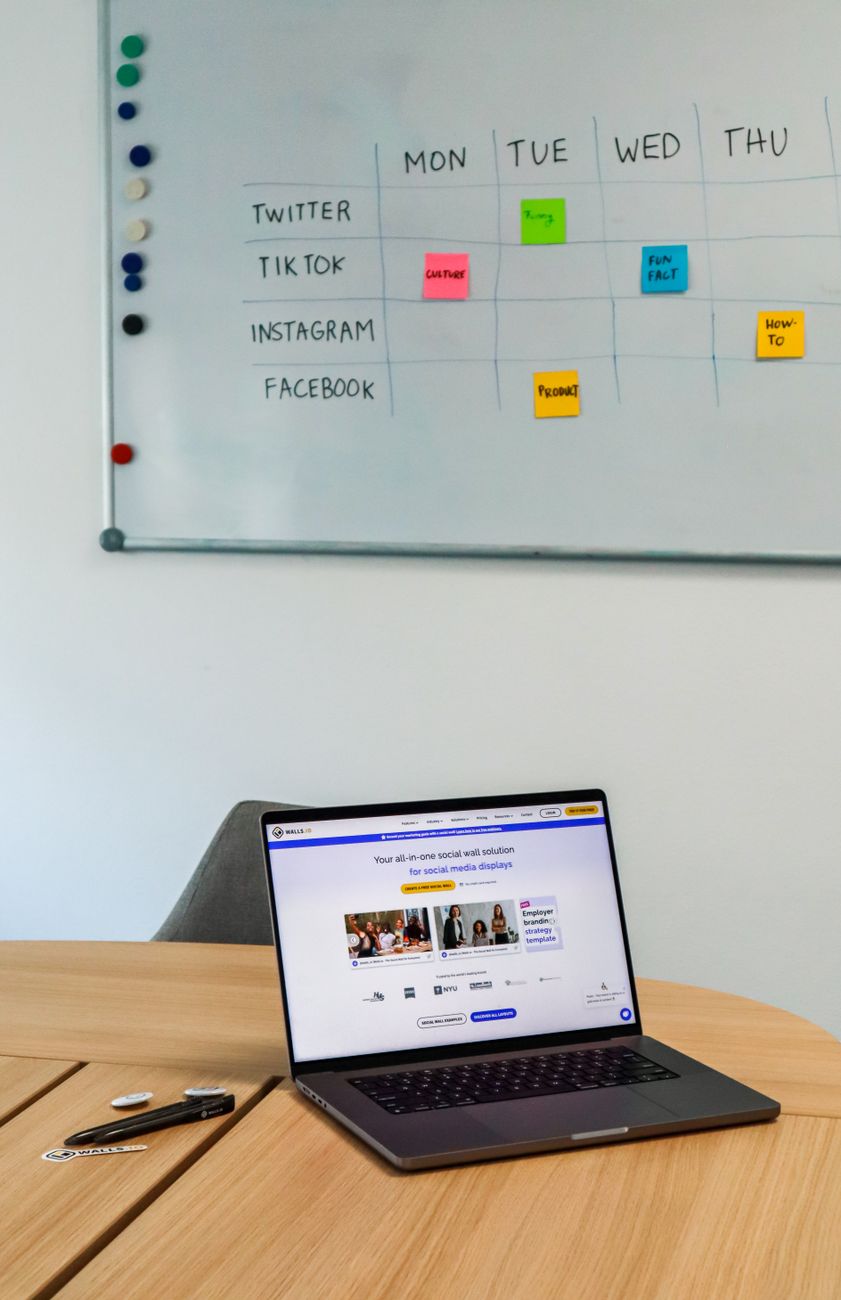 Social media scheduling dashboard on computer screen