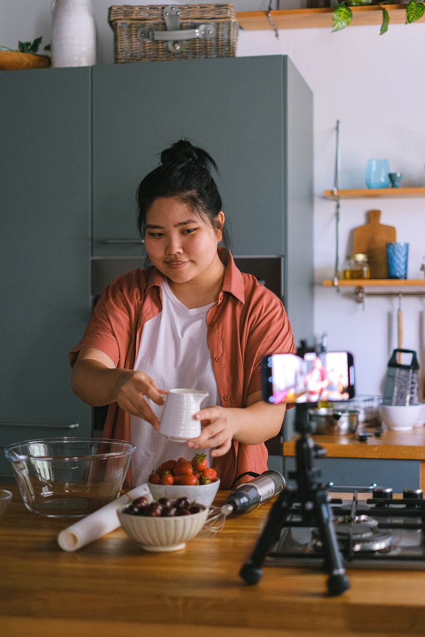 Creator filming short-form video content for social media marketing