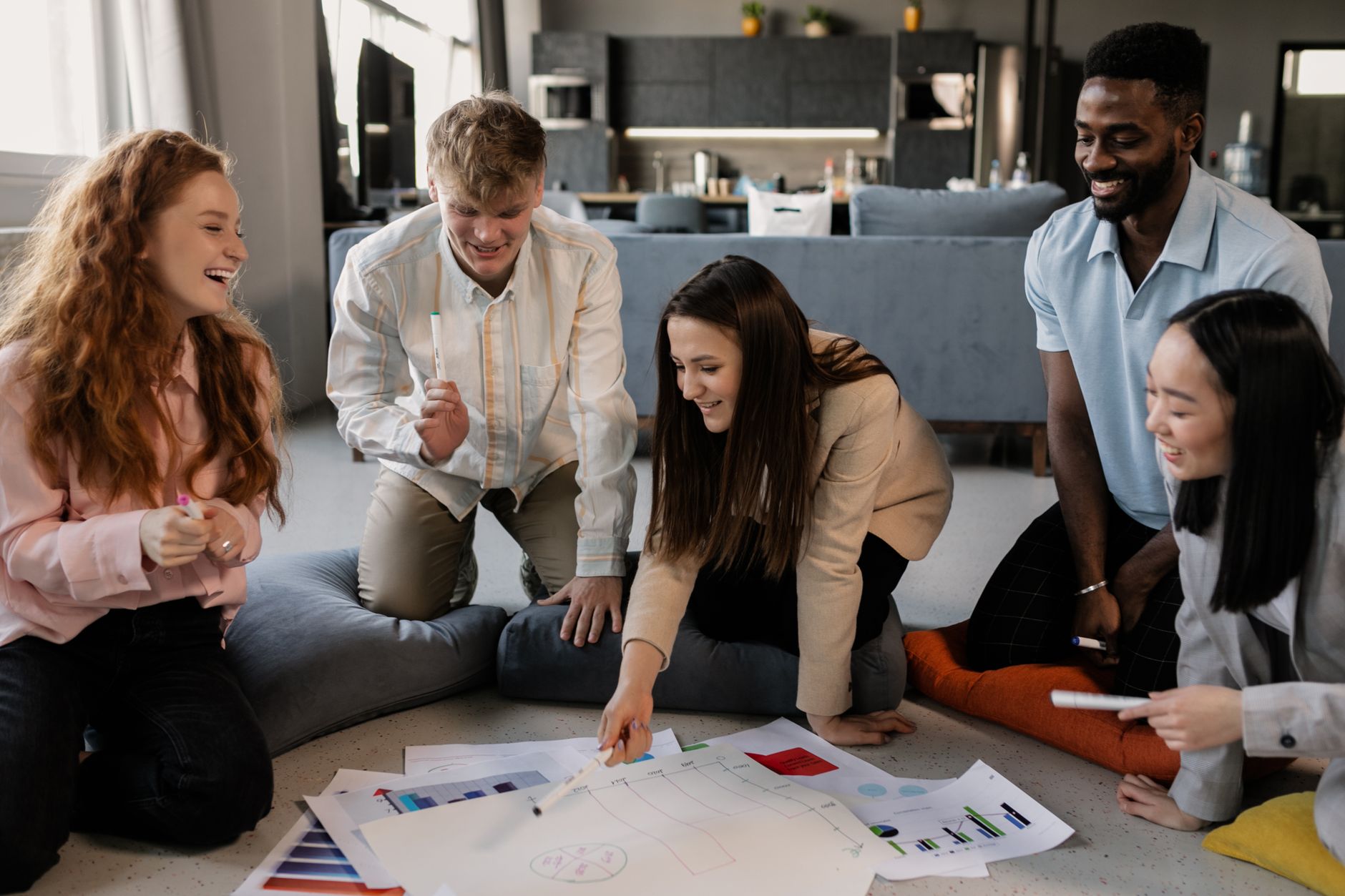 Small business team collaborating on a digital marketing strategy