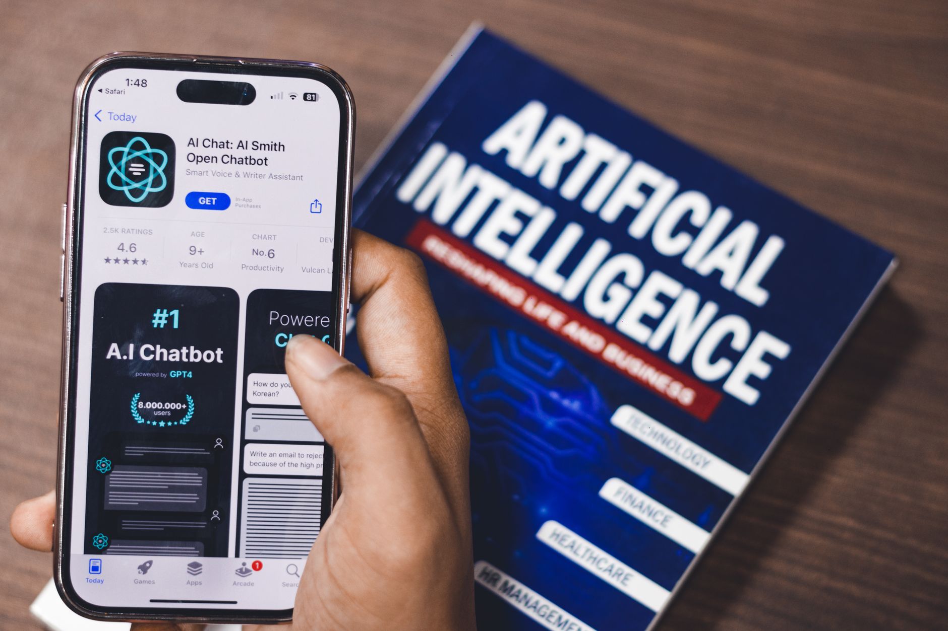 AI chatbot interface on smartphone screen for customer service