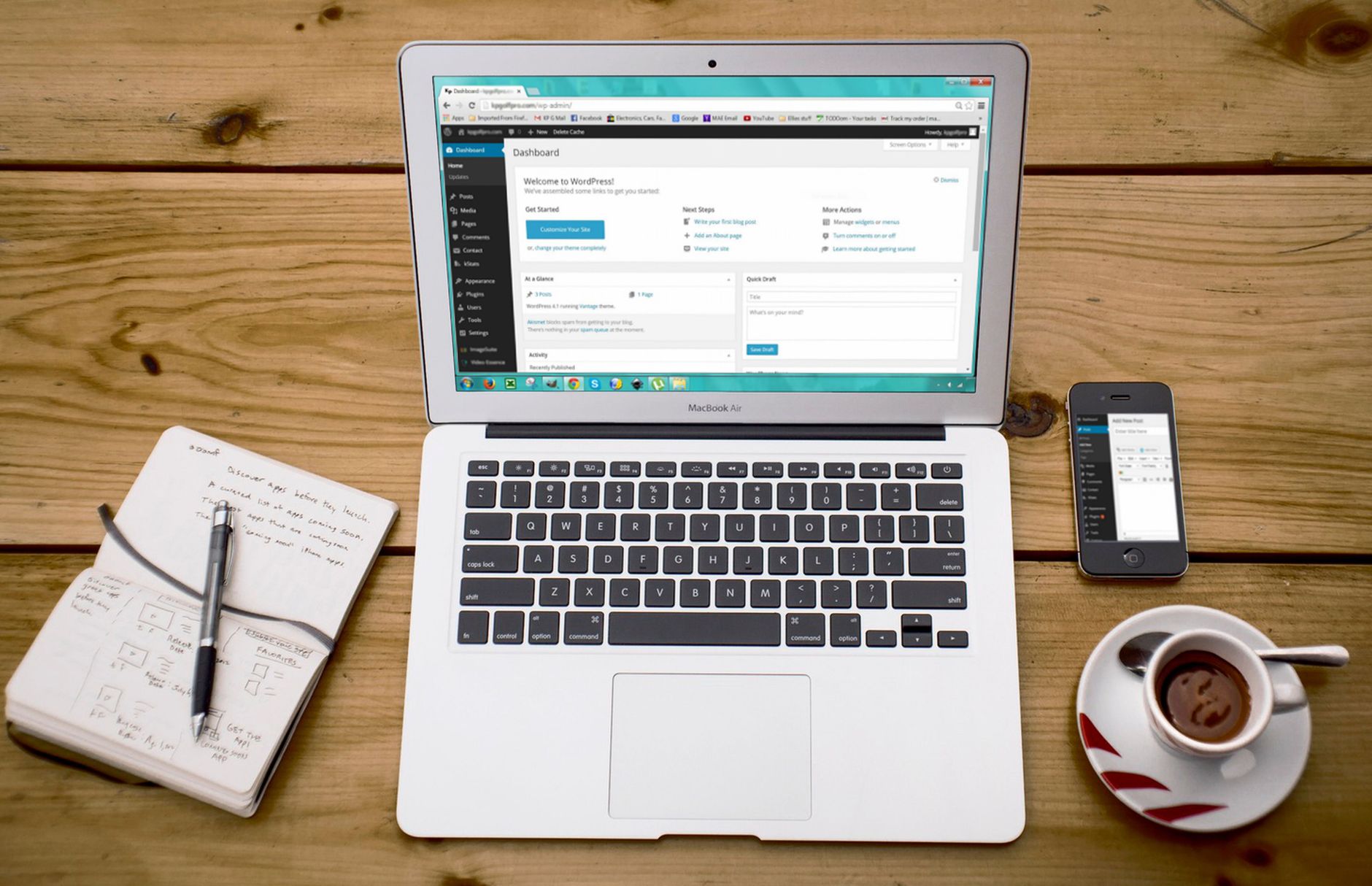 WordPress blog setup dashboard for a digital marketing beginner