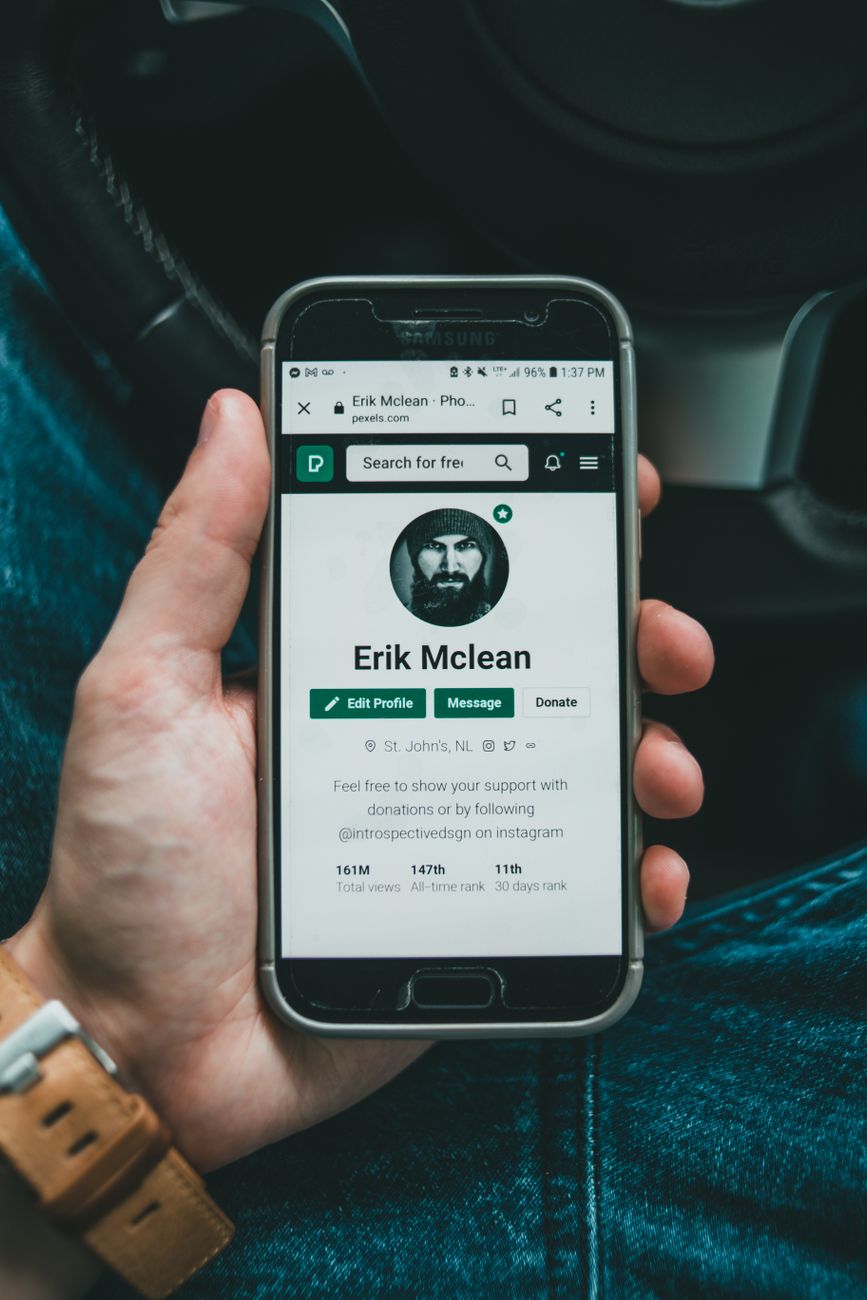Optimized social media profile displayed on a smartphone screen