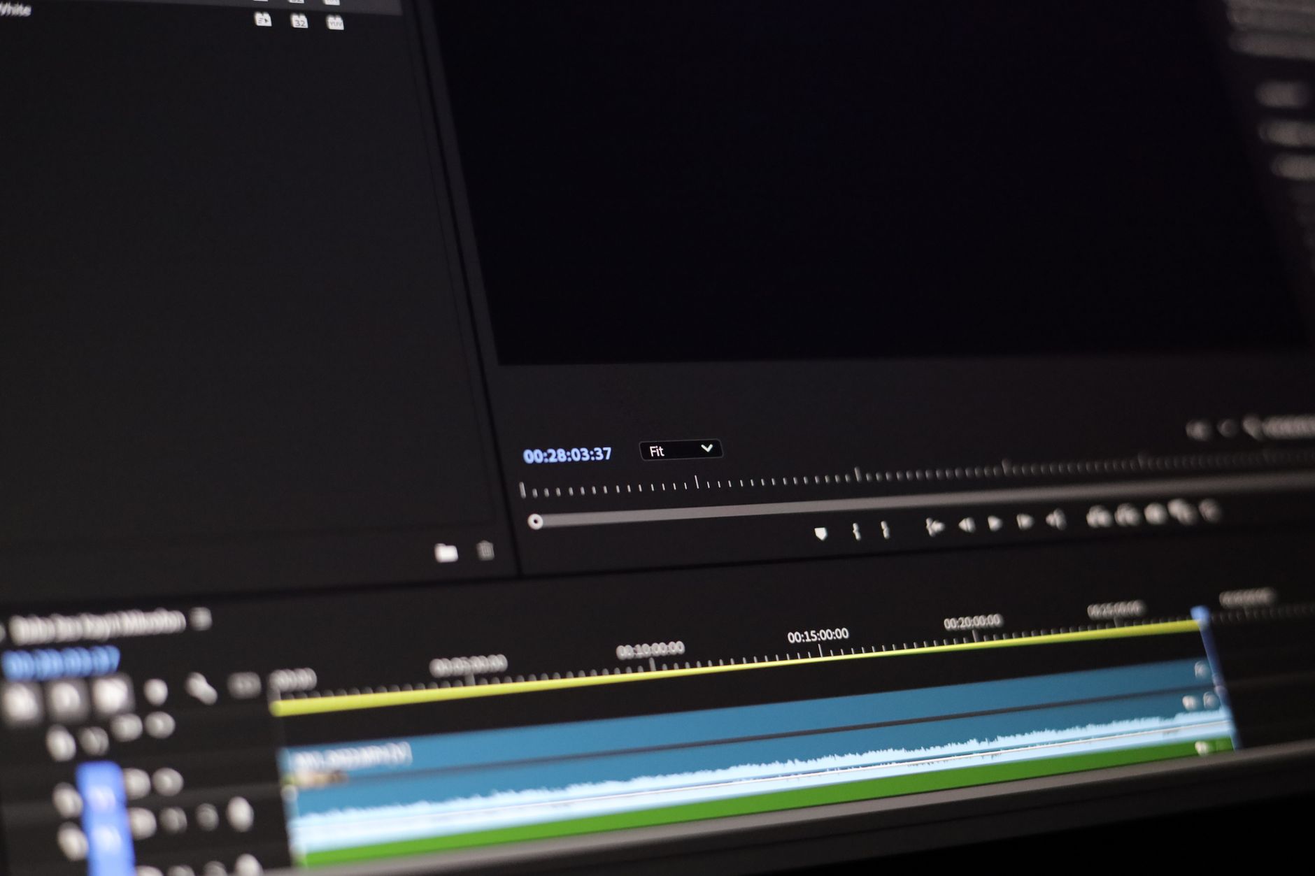Video editing timeline on a computer screen with multiple cut points