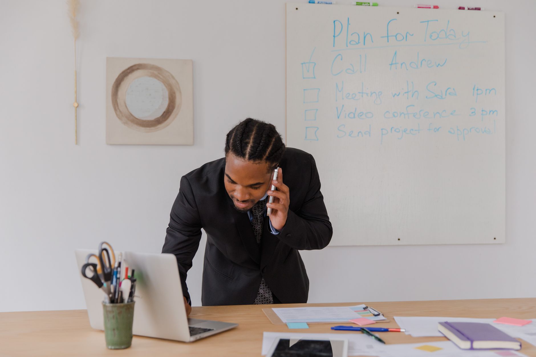 Prioritized SEO task checklist on a whiteboard