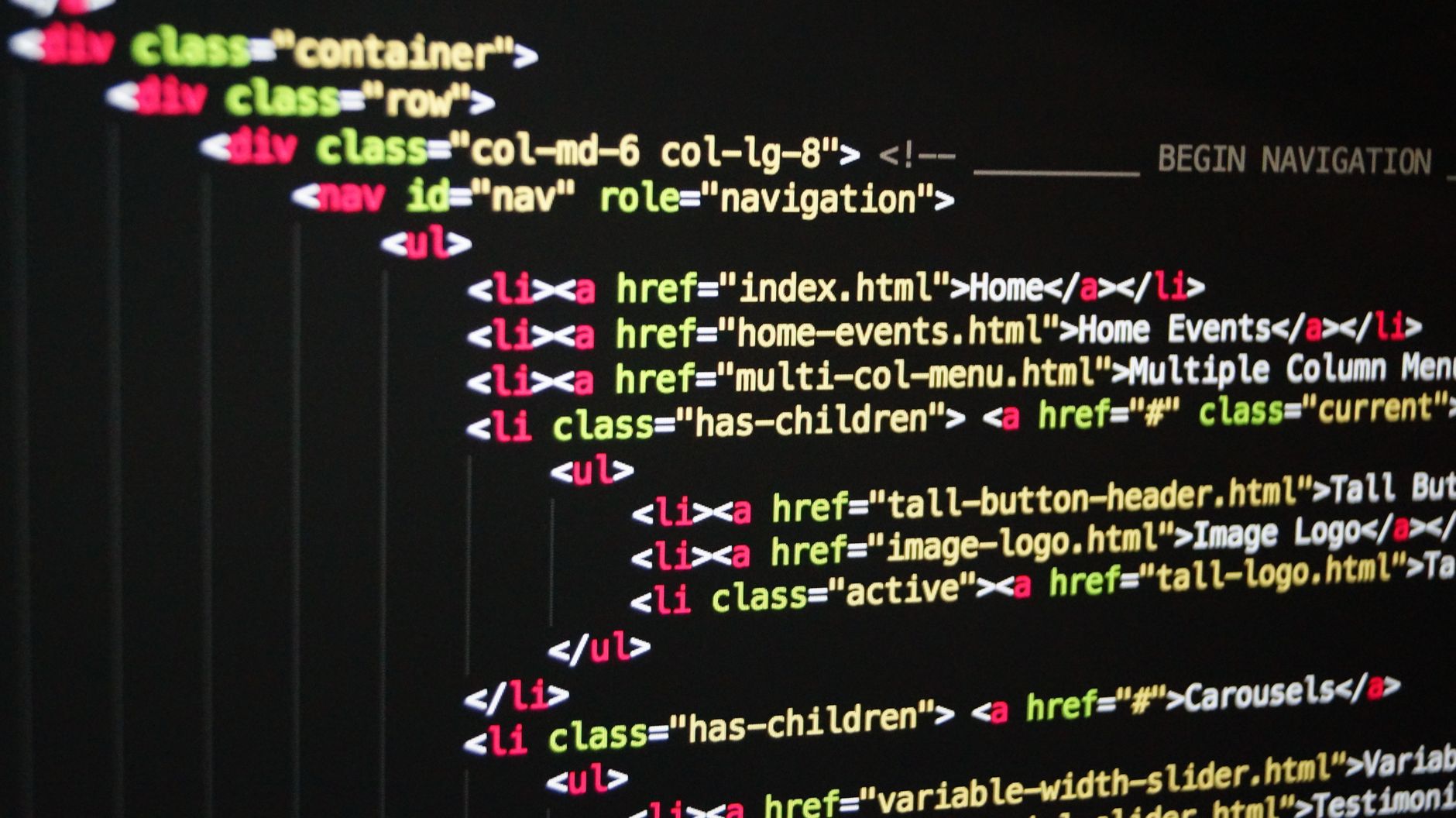 HTML title tag code on a screen