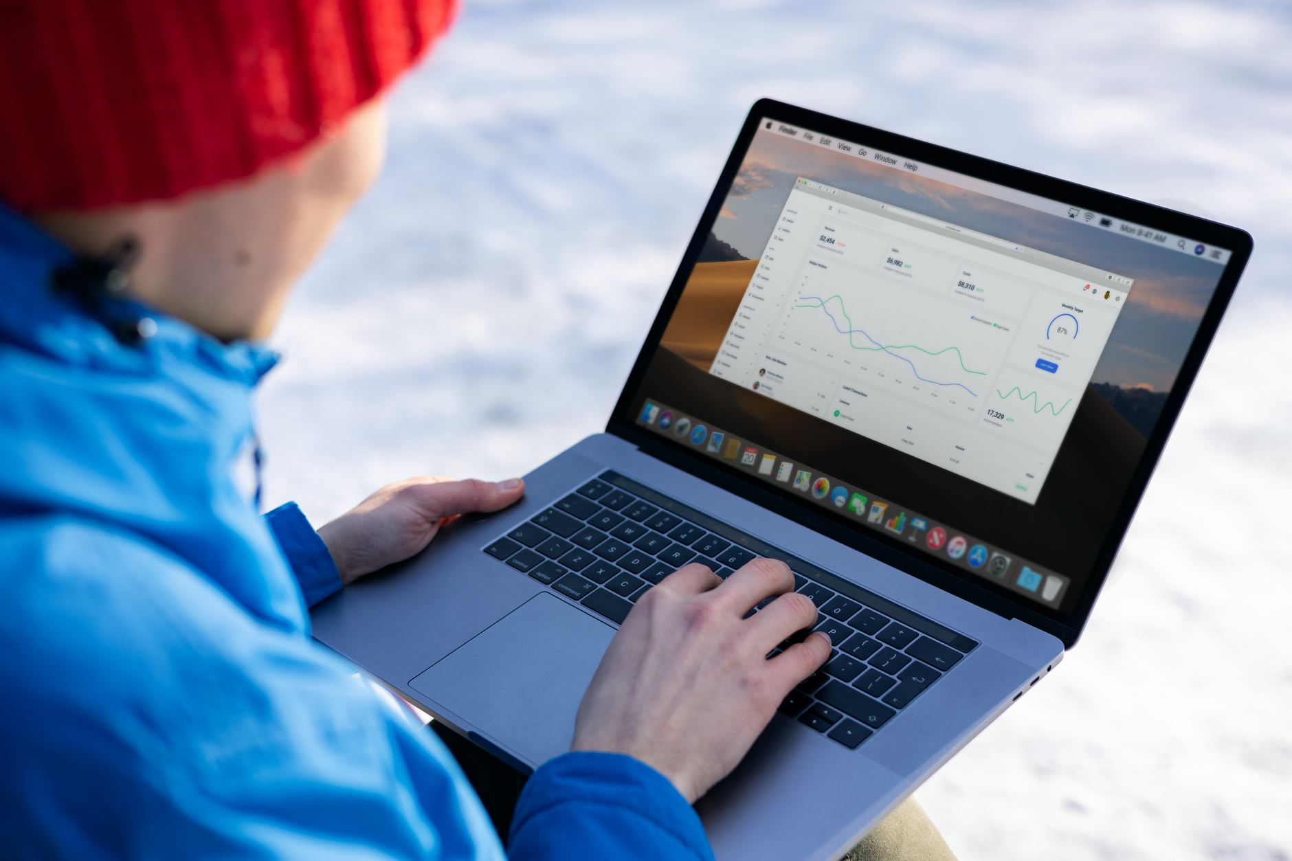Website SEO score dashboard showing analytics metrics on a laptop screen