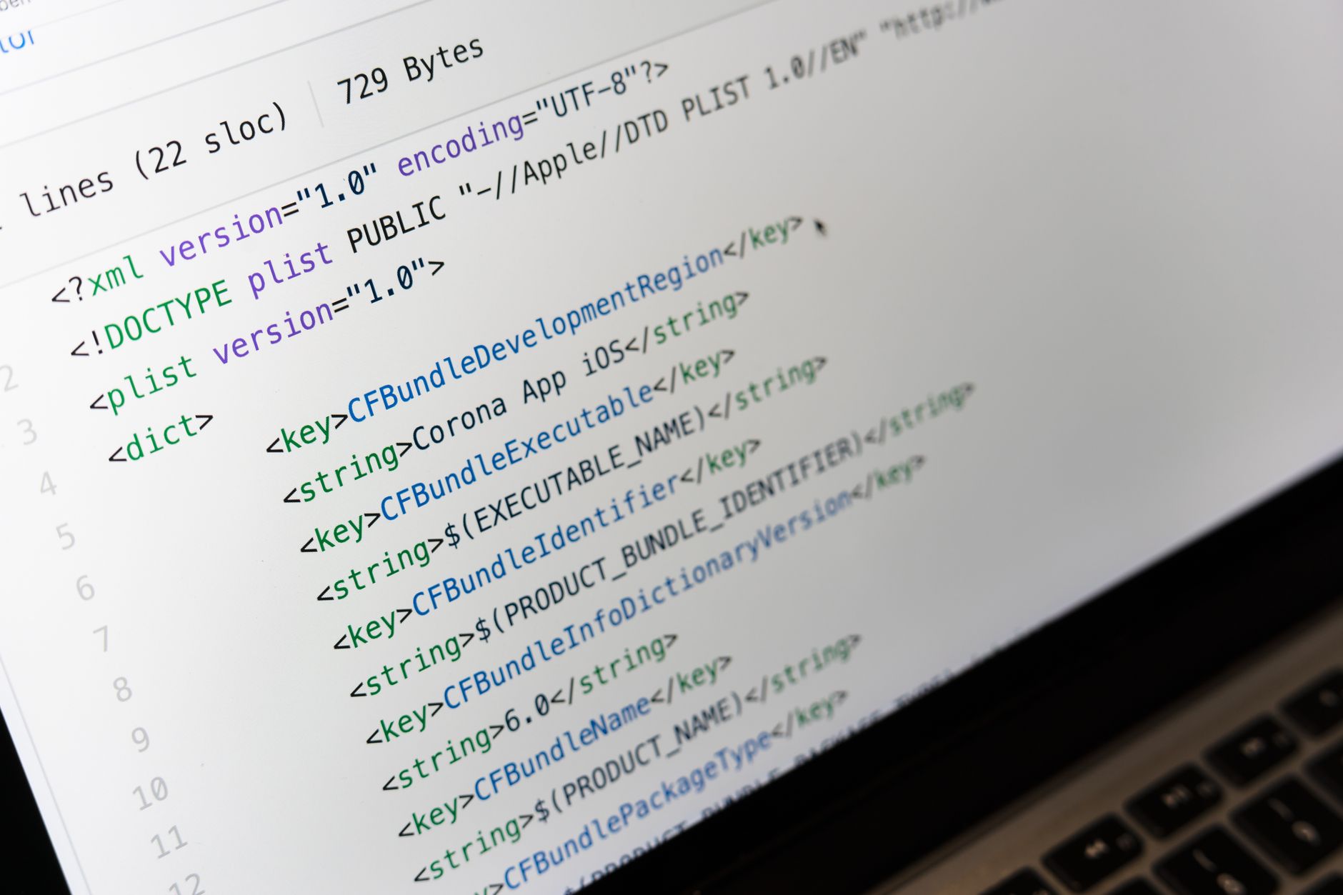 Structured data schema markup code on a laptop screen