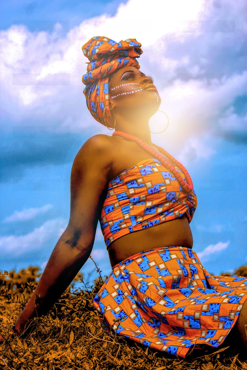 Vibrant African print clothing and cultural merchandise displayed for sale