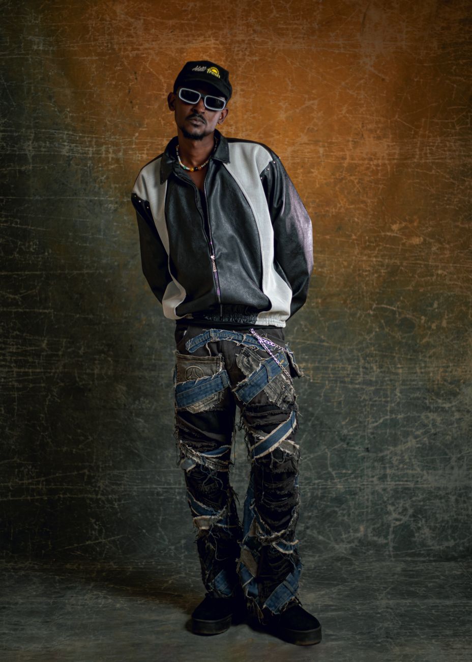 Ahluwalia Studio colourful patchwork garments on model