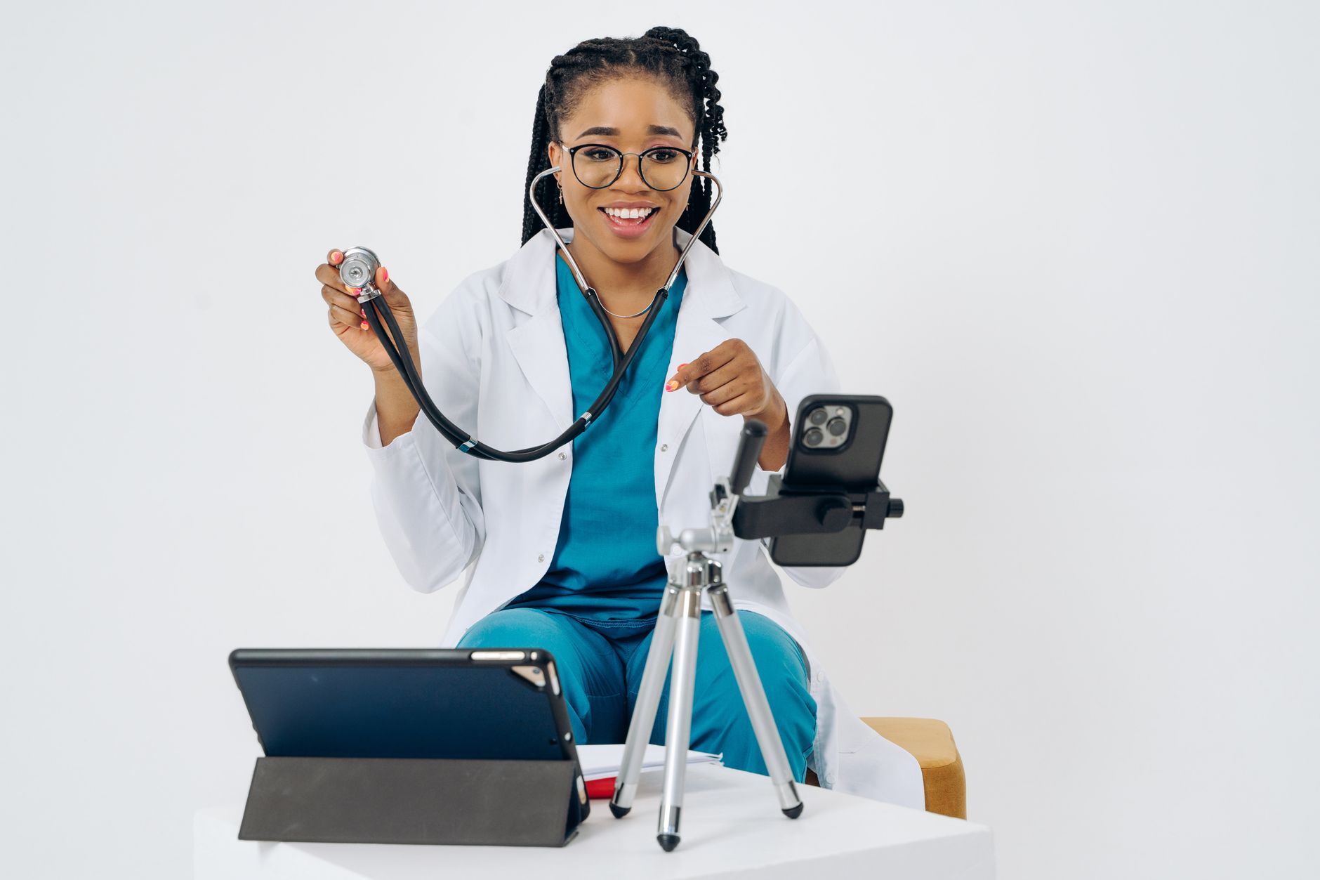 African public health worker creating educational TikTok content about vaccines