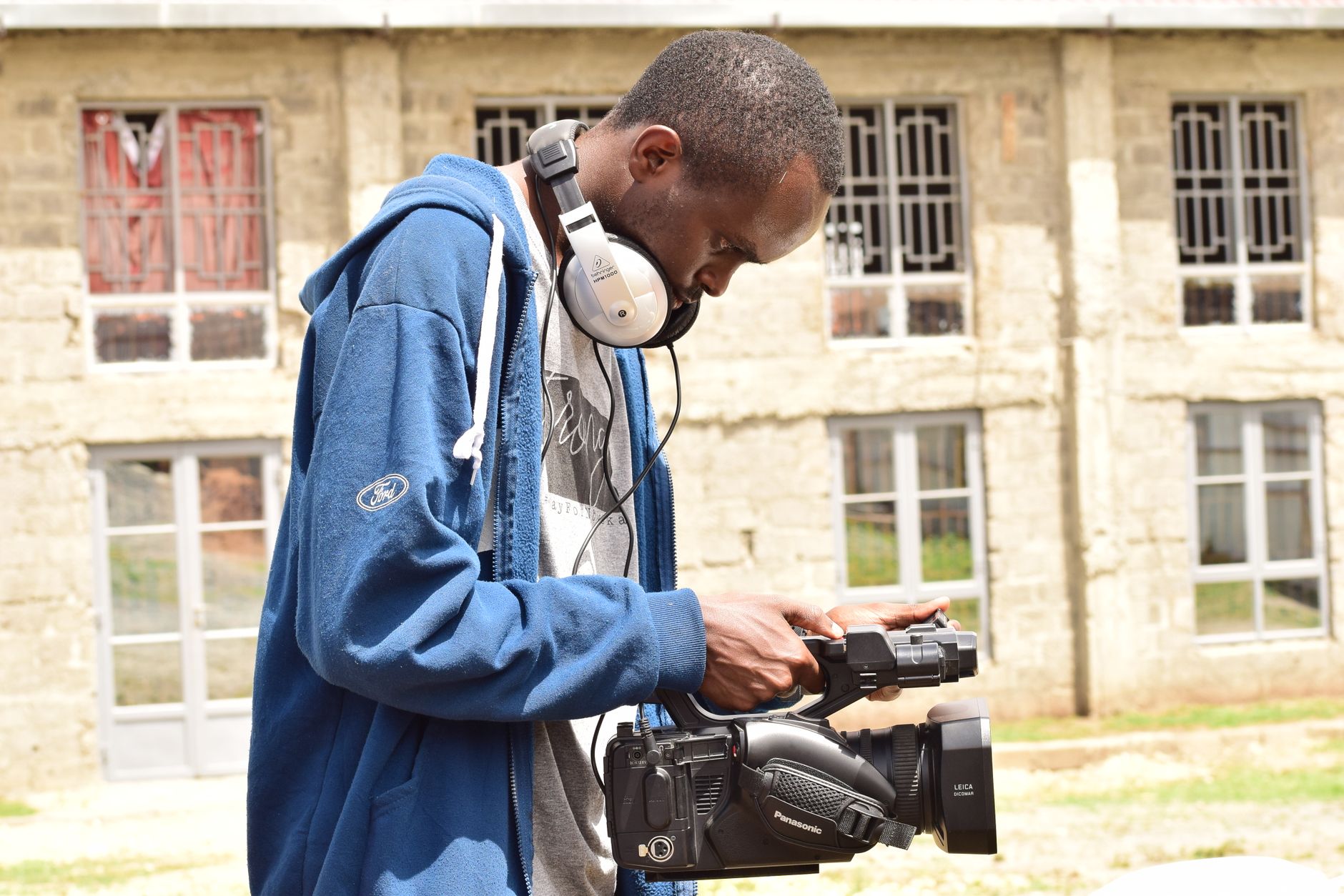 Diverse group of African content creators collaborating on video production