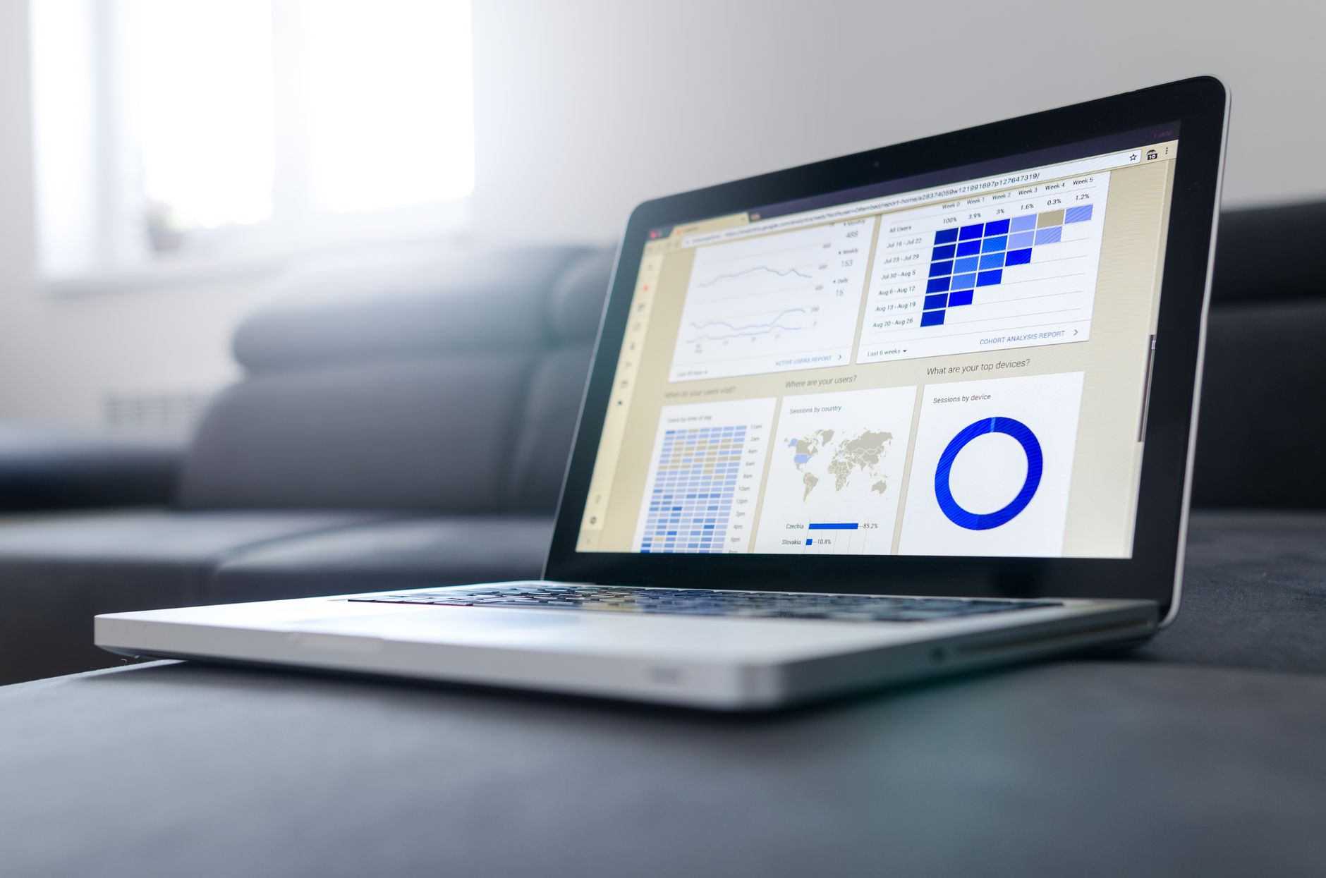 Dashboard showing influencer analytics and creator discovery metrics on a laptop screen