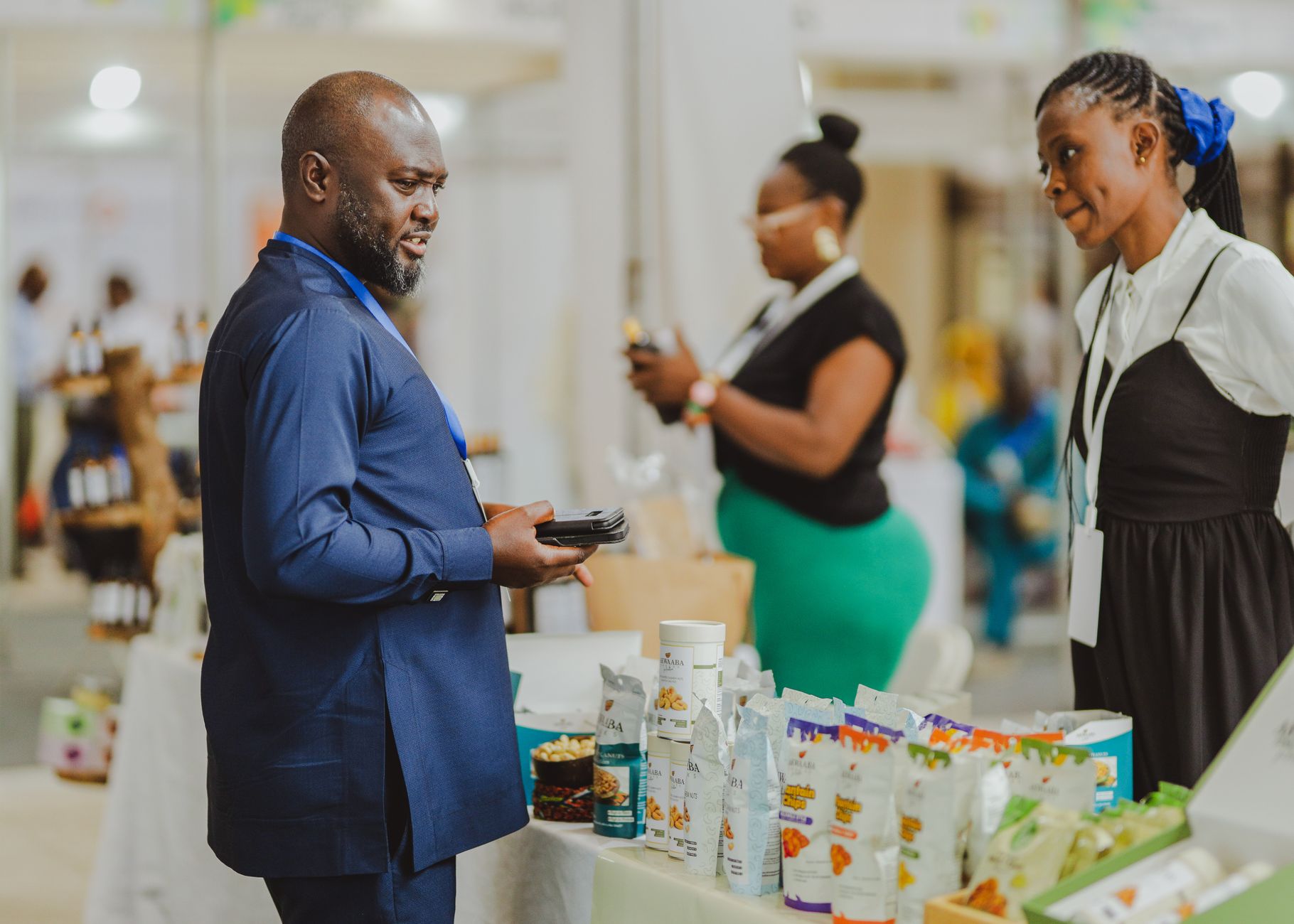African diaspora fashion and lifestyle products displayed on a market table