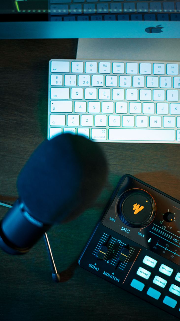 Content creators recording a podcast inside a Nairobi tech hub studio