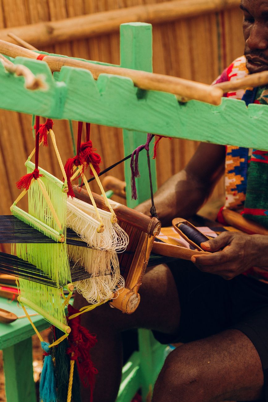 Ghanaian Kente cloth weaving by an Ashanti artisan